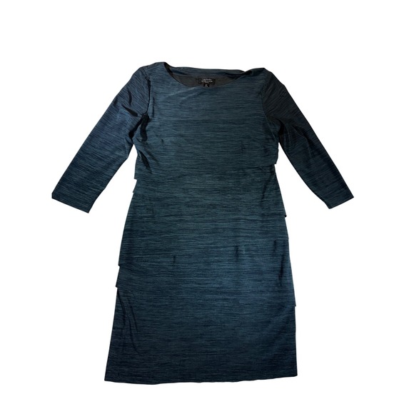 Tahari Arthur S. Levine Dresses & Skirts - Tahari Arthur S Levine Teal Tiered Sheath Dress Petite 8P 3/4 Sleeve